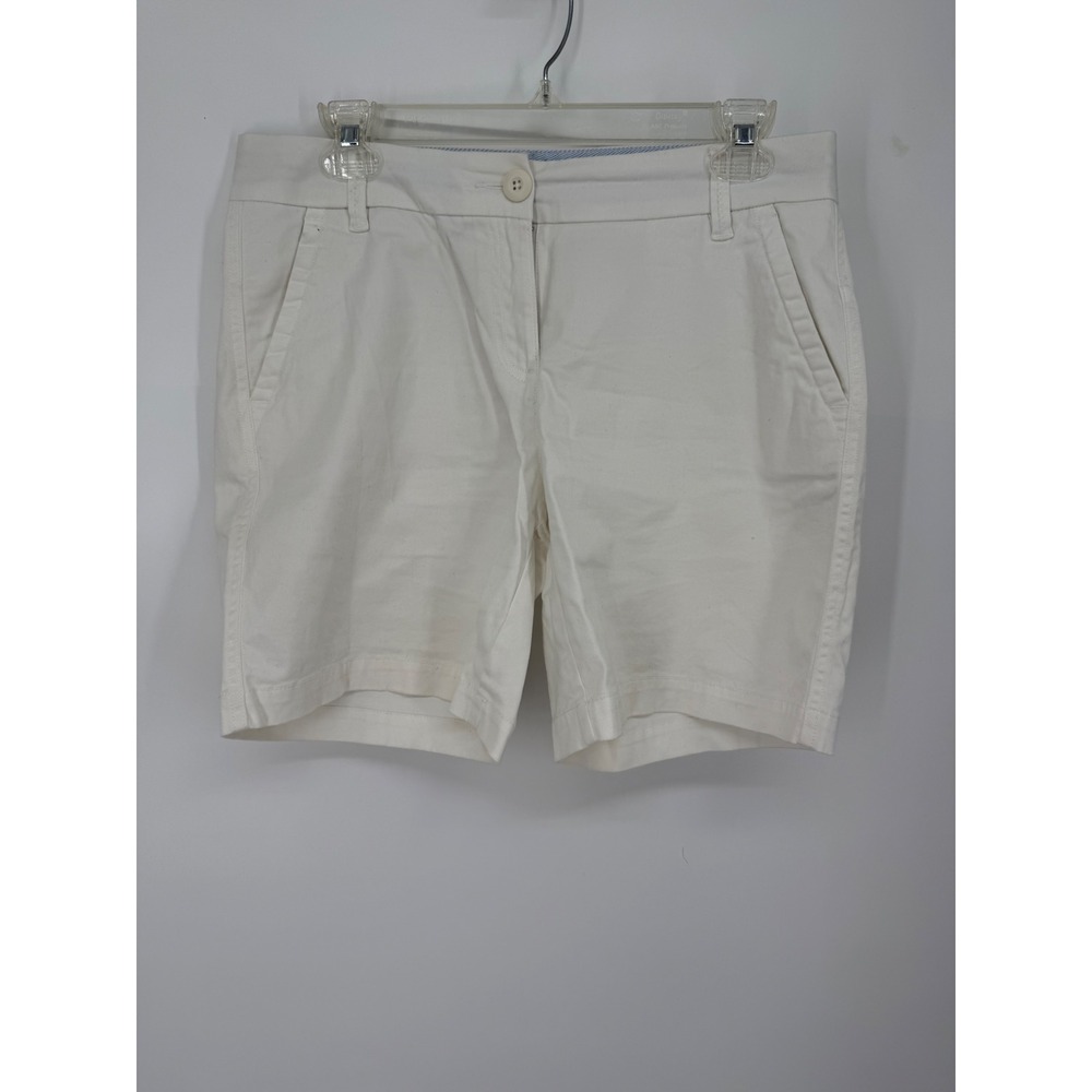 Crown & Ivy Caroline Chino Shorts Women 4 White Stretch Cotton Mid Rise Preppy